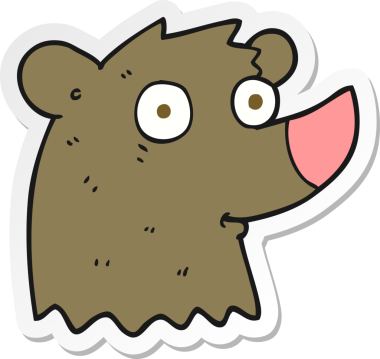 Bir insan tarafından çizilmiş çizgi film ayısının çıkartması.