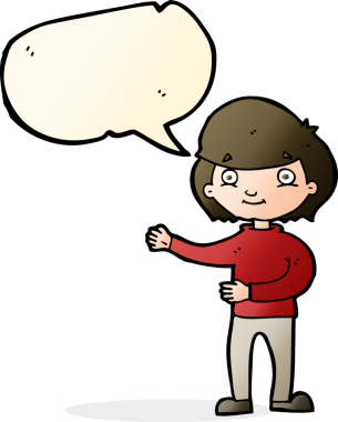 Bir insan tarafından çizilmiş konuşma balonu olan mutlu bir insan çizgi filmi.