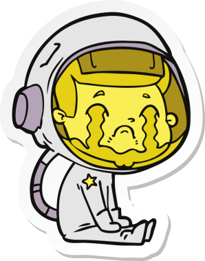 Bir insan tarafından çizilmiş ağlayan bir astronotun çıkartması.