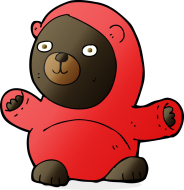 Bir insan tarafından çizilmiş sevimli çizgi film kara ayısı.