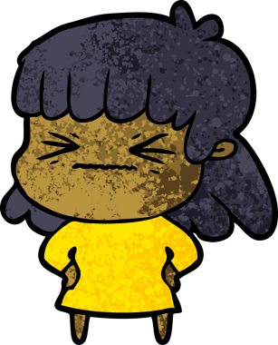 Bir insan tarafından çizilmiş kızgın bir kız.