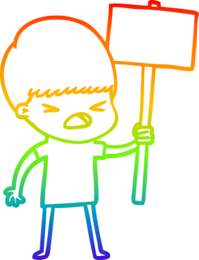 gökkuşağı gradyan çizgi çizimi bir insan tarafından çizilmiş stresli bir adam