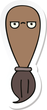 Bir insan tarafından çizilmiş şirin bir karikatür fırçasının çıkartması.