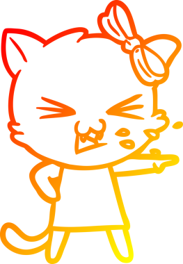 Bir insan tarafından çizilmiş çizgi film kedisinin sıcak çizgi çizimi