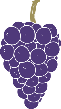 Bir insan tarafından çizilmiş düz renk çizgi film üzümleri