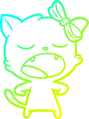 Bir insan tarafından çizilen esneyen bir çizgi filmin soğuk gradyan çizimi