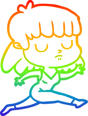 gökkuşağı gradyan çizgi çizimi bir insan tarafından çizilen ilgisiz bir kadın çizgi filmi