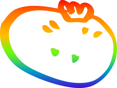 gökkuşağı gradyanı bir insan tarafından çizilmiş bir domates çizgi çizimi