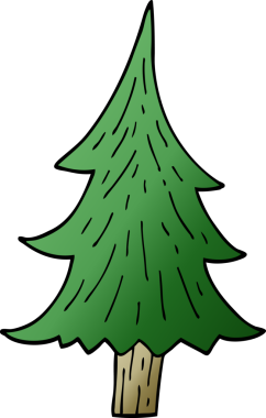 Bir insan tarafından çizilmiş çam ağaçları.