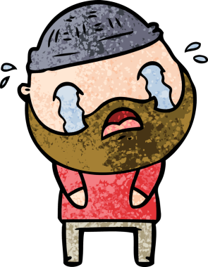 Çizgi film sakallı adam bir insan tarafından çizilmiş ağlıyor.