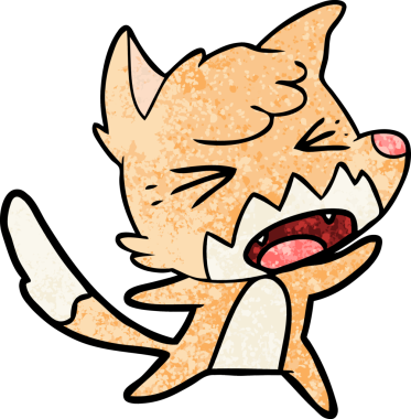 Bir insan tarafından çizilmiş kızgın çizgi film tilkisi.