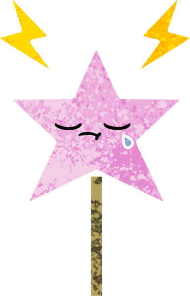 Bir insan tarafından çizilmiş sihirli bir değneğin retro çizim tarzı karikatürü.