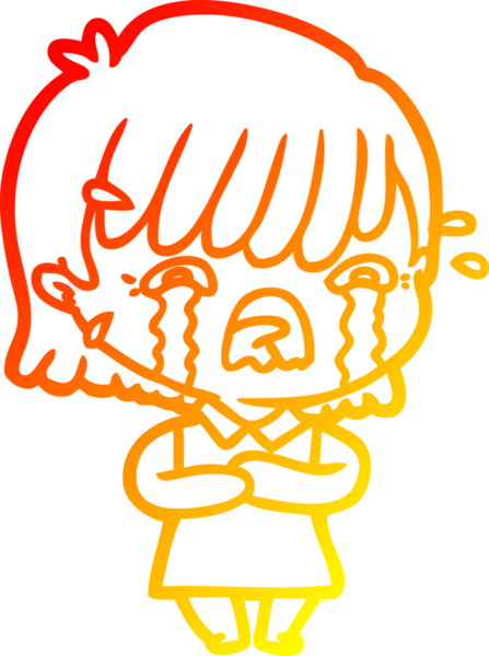 Bir insan tarafından çizilmiş ağlayan çizgi film kızı çizimi.