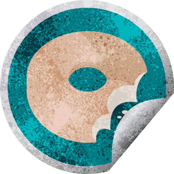 Isırılmış çörek grafik vektör çizimi bir insan tarafından çizilmiş dairesel etiket