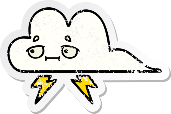 Bir insan tarafından çizilmiş tatlı bir gökgürültüsü bulutunun sıkıntılı çıkartması.