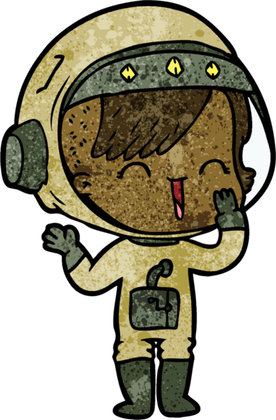 Bir insan tarafından çizilmiş gülen astronot kız.