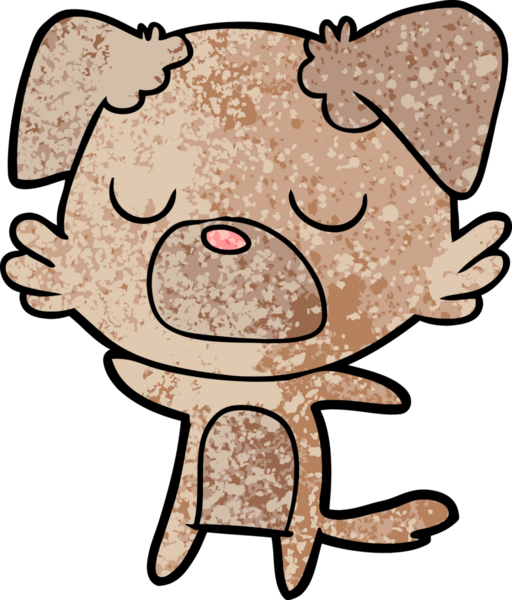 Bir insan tarafından çizilmiş çizgi film köpeği.