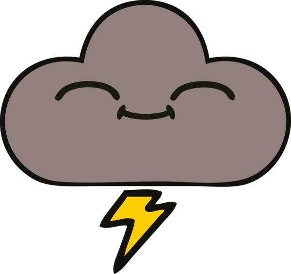 Bir insan tarafından çizilmiş fırtına bulutunun sevimli karikatürü.