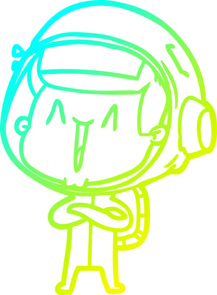 Bir insan tarafından çizilmiş mutlu bir astronotun soğuk gradyan çizimi.