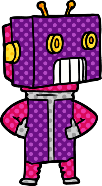 Bir insan tarafından çizilmiş çizgi film robotu