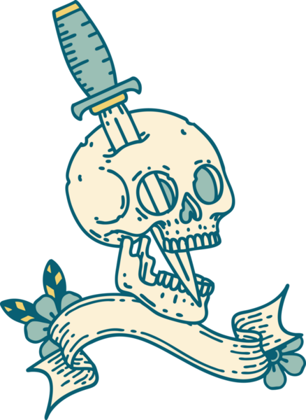 Bir insan tarafından çizilmiş geleneksel bir kafatası dövmesi.