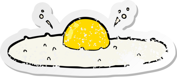 Bir insan tarafından çizilmiş kızarmış yumurtanın sıkıntılı çıkartması.
