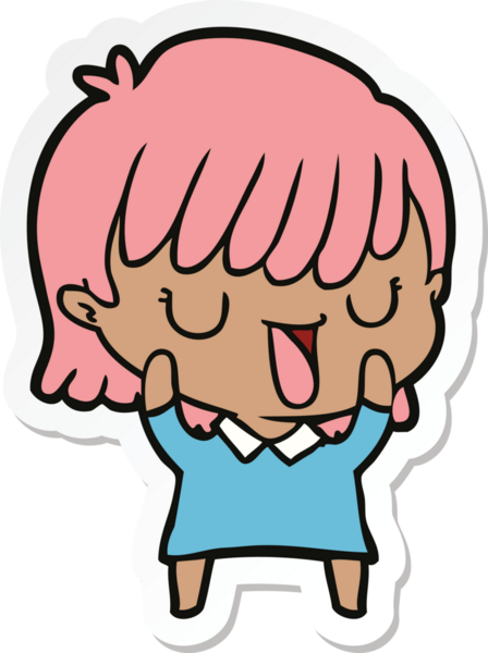 Bir insan tarafından çizilmiş bir karikatür kadının çıkartması.