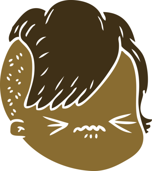 Bir insan tarafından çizilmiş düz renk çizgi film kadın yüzü