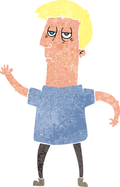 Bir insan tarafından çizilmiş sıkıcı bir çizgi film.