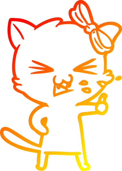 Bir insan tarafından çizilmiş çizgi film kedisinin sıcak çizgi çizimi