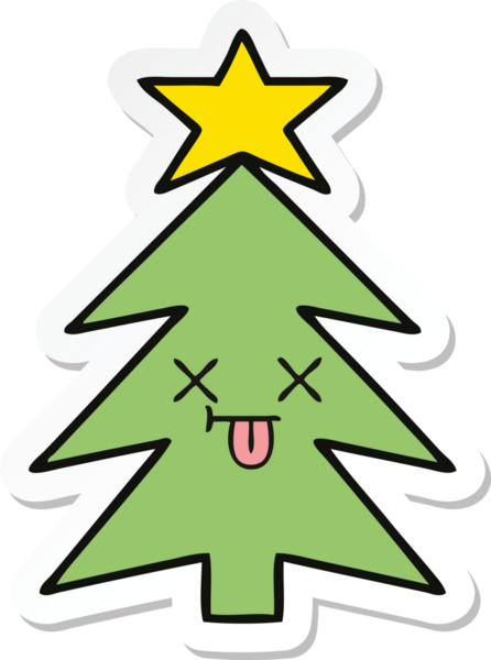 Bir insan tarafından çizilmiş şirin bir noel ağacının çıkartması.