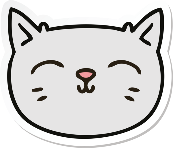 Bir insan tarafından çizilmiş garip bir kedi suratının çıkartması.