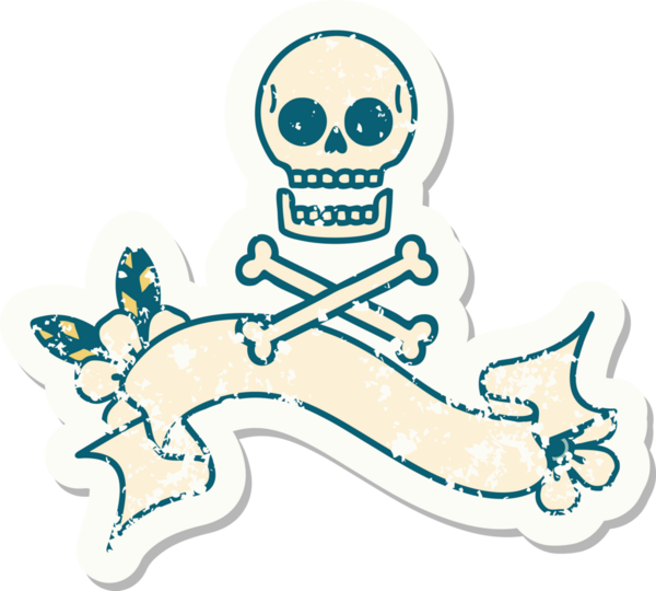 Bir insan tarafından çizilmiş çapraz kemikli eski bir etiket.