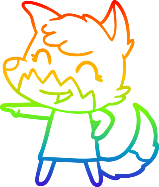 gökkuşağı gradyanı çizimi bir insan tarafından çizilmiş mutlu bir tilki çizgi filmi.