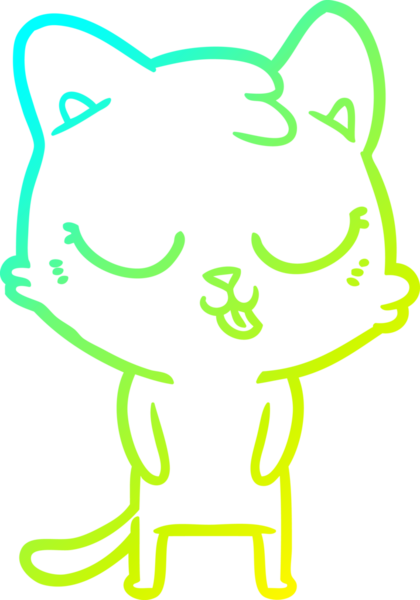 Bir insan tarafından çizilen çizgi film kedisinin soğuk gradyan çizgisi.