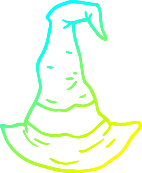 Bir insan tarafından çizilmiş bir cadı şapkasının soğuk gradyan çizimi