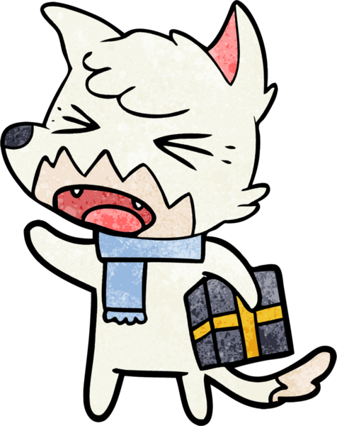 Bir insan tarafından çizilmiş kızgın çizgi film tilkisi.