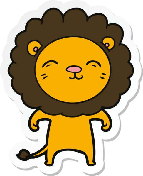 Bir insan tarafından çizilmiş karikatür aslanının çıkartması.