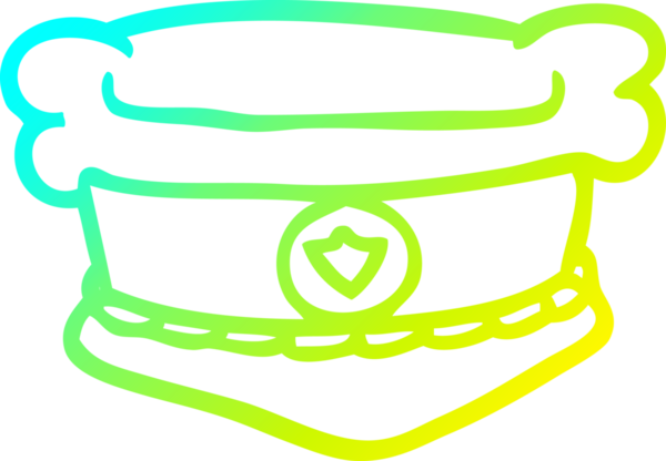cold gradient line drawing of a cartoon fire chiefs hat drawn by a human
