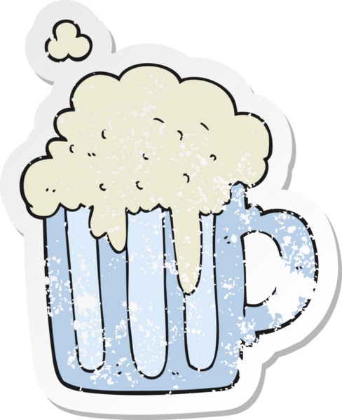 Bir insan tarafından çizilmiş köpüklü bir çizgi filmin gerilimli çıkartması.