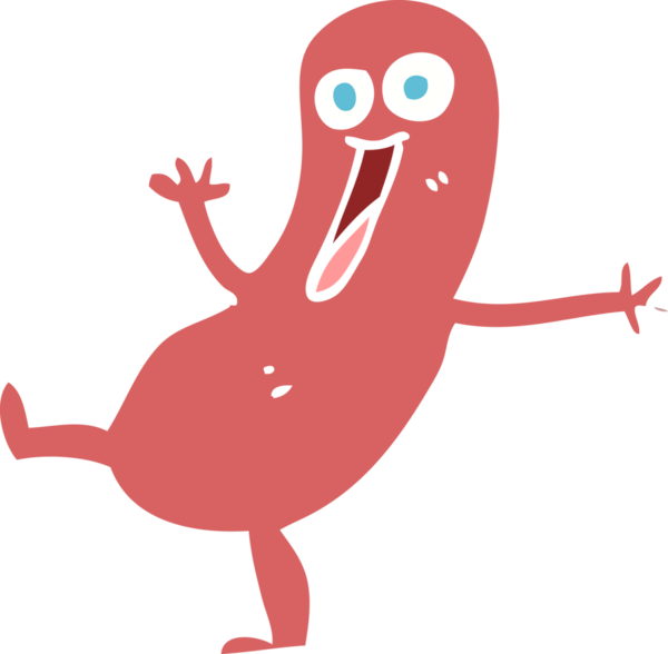 happy flat color illustration cartoon sausage drawn by a human