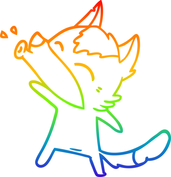 Uluyan bir kurt çizgi filminin gökkuşağı gradyanı insan tarafından çizilmiş.