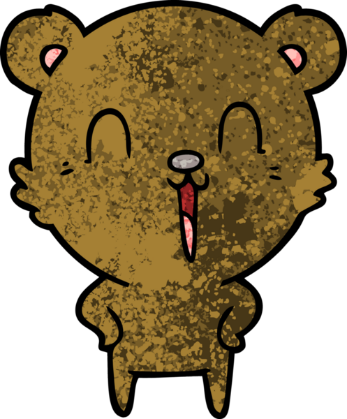 Bir insan tarafından çizilmiş mutlu bir çizgi film ayısı.