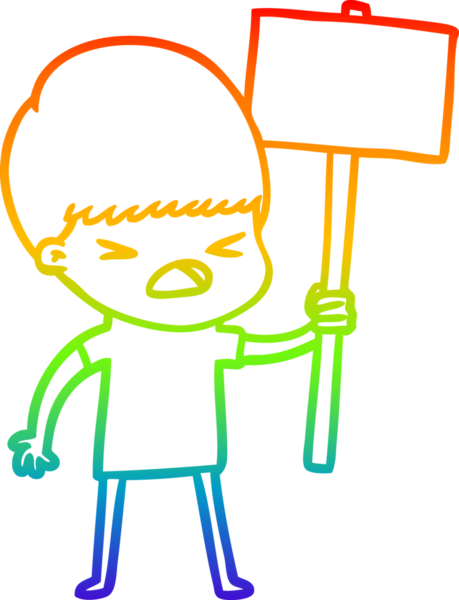 gökkuşağı gradyan çizgi çizimi bir insan tarafından çizilmiş stresli bir adam