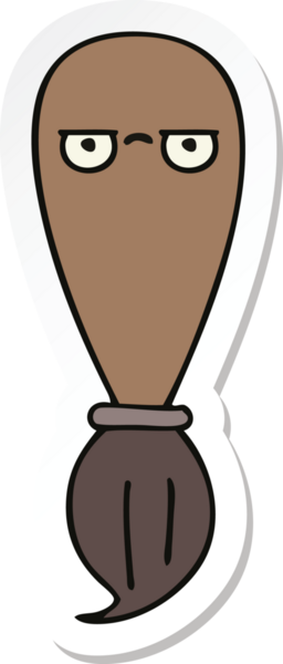 Bir insan tarafından çizilmiş şirin bir karikatür fırçasının çıkartması.