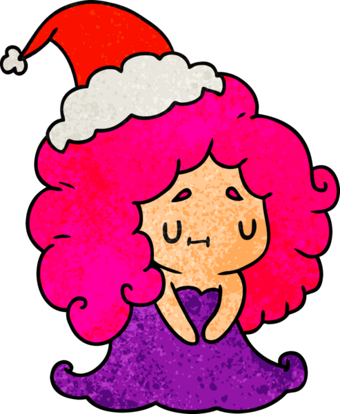 Bir insan tarafından çizilmiş kawai kızının el çizimi karikatürü.