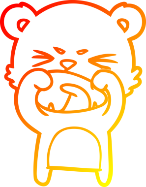 Bir insan tarafından çizilmiş kızgın bir çizgi film ayısının sıcak çizgi çizimi