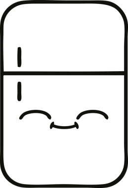 Bir insan tarafından çizilmiş bir buzdolabı karikatürü.