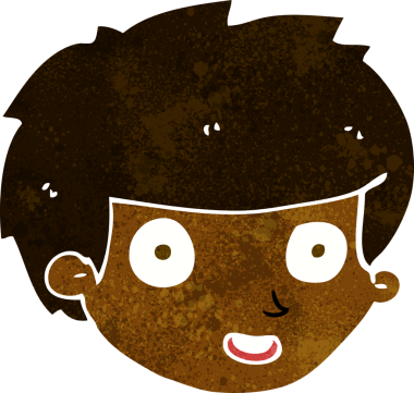 Bir insan tarafından çizilmiş mutlu çocuk yüzü.