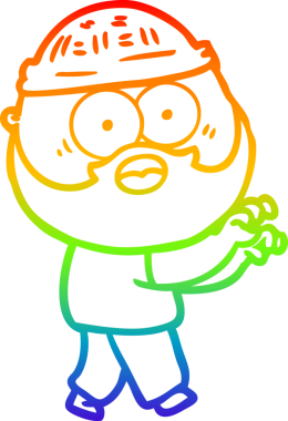 Karikatür çizen sakallı bir adamın çizdiği gökkuşağı gradyanı.